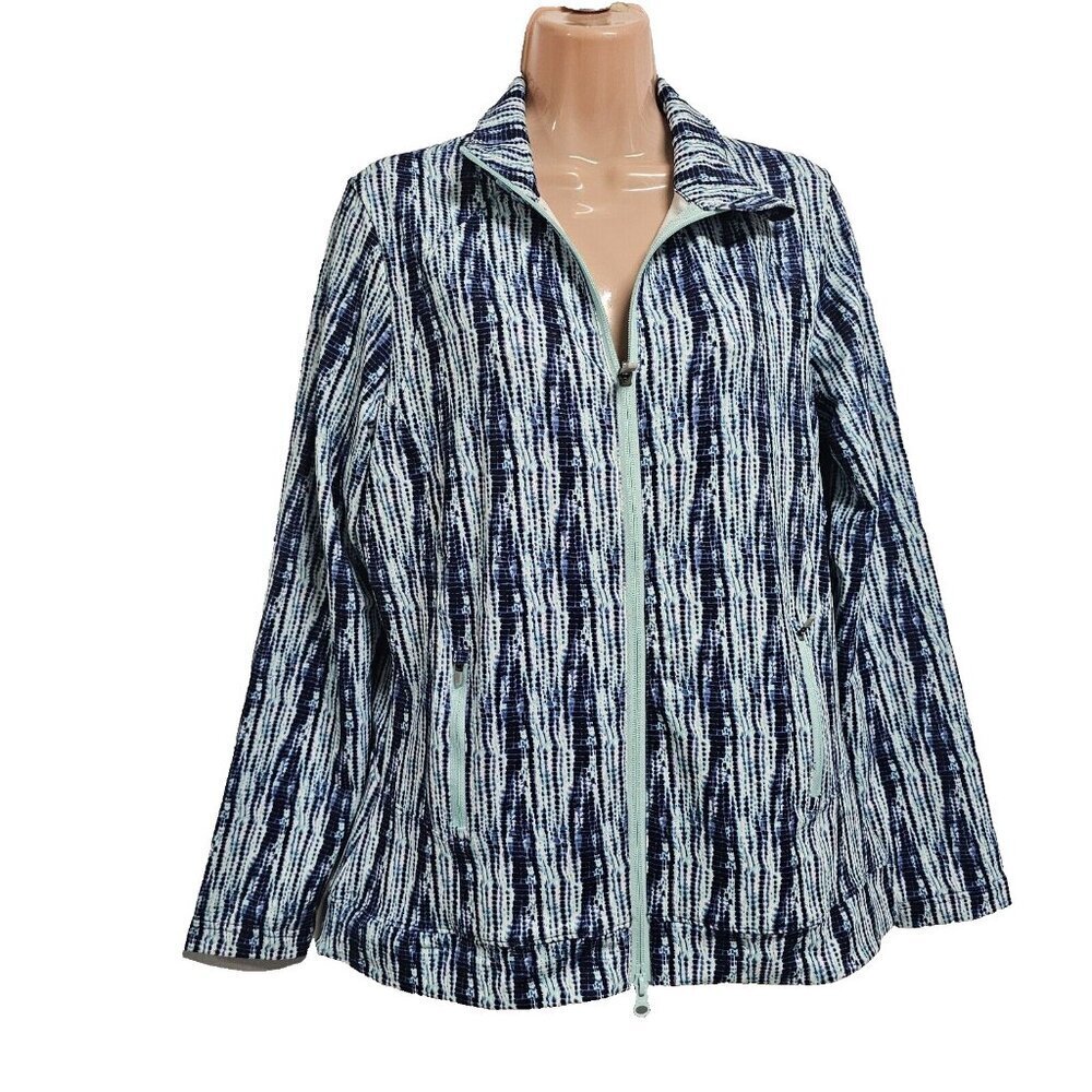 Peter Millar Women Size L Golf Katy Full Zip Layer Jacket Blue UPF50 Sun Pro